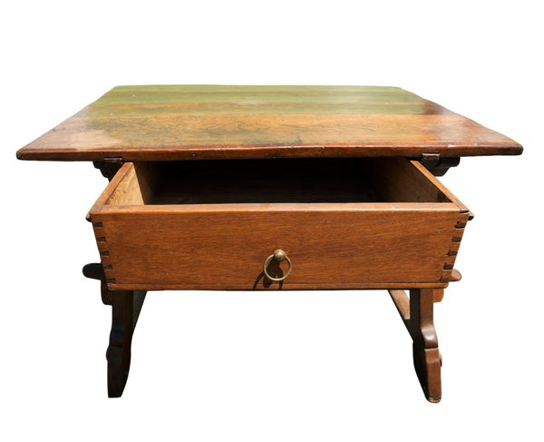 “1802” Wood Double-sided Table with Drawer