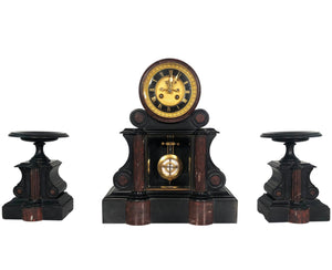 Marble Clock with Garnitures